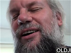 19 yo helps grandfather have orgasm penetrating him jizm swallow