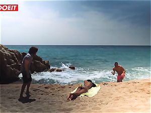 LETSDOEIT - scorching ebony nubile humped firm At The Beach
